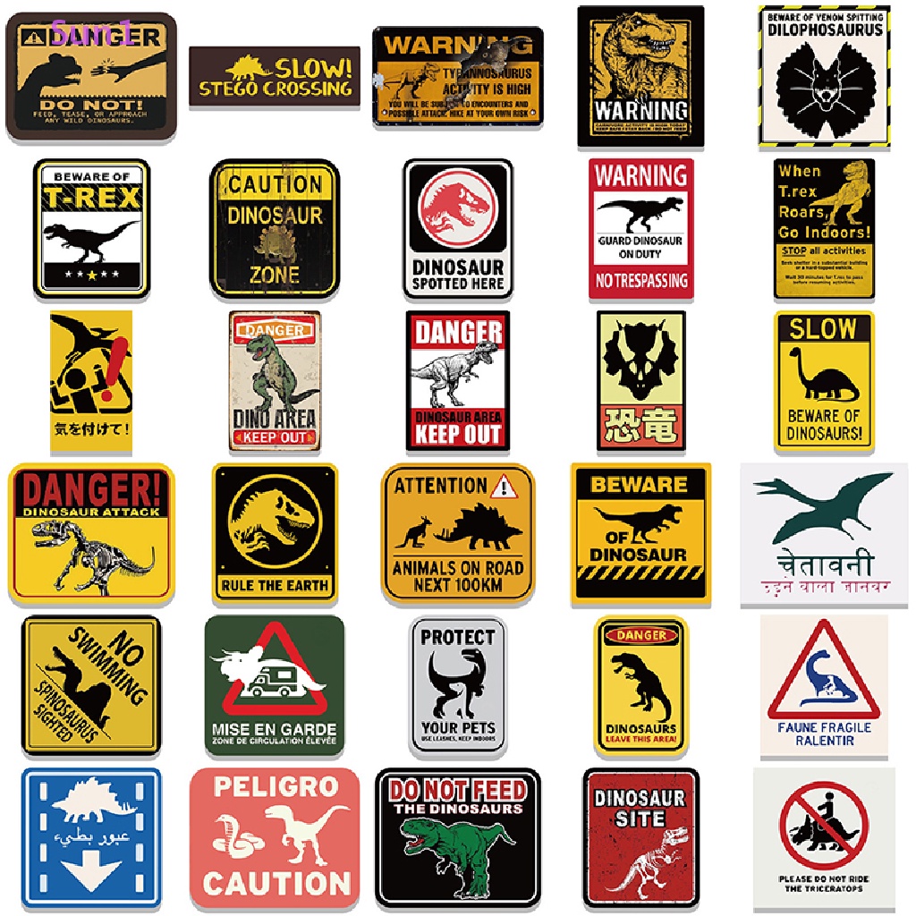 Set 60 Sticker Sun1 &gt; Khủng Long Kỷ Jura Dán Trang Trí Xe Hơi / Laptop / Va Li