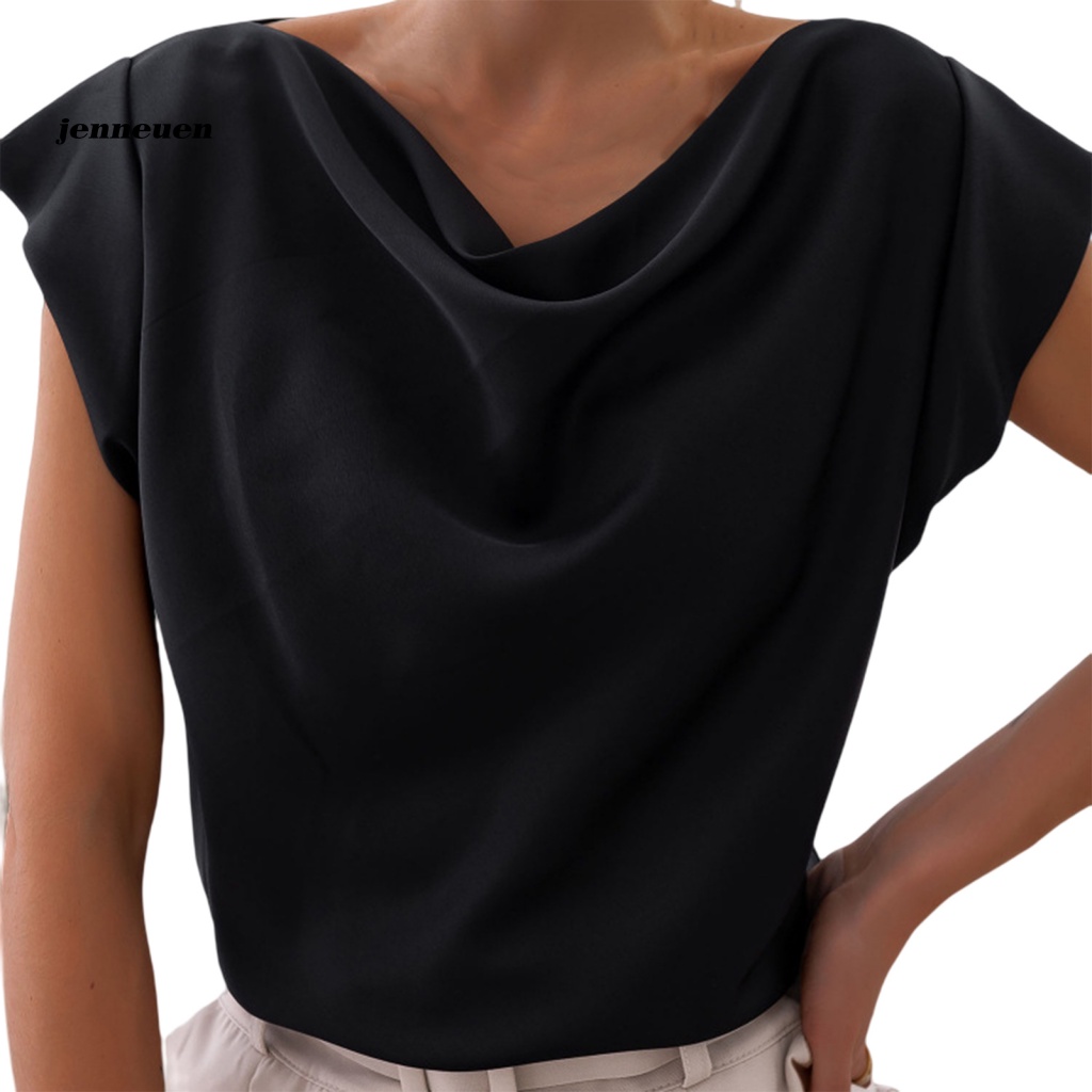 Áo Sơ Mi Vải Satin Tay Ngắn Dáng Ôm Thời Trang Mùa Hè Cho Nữ