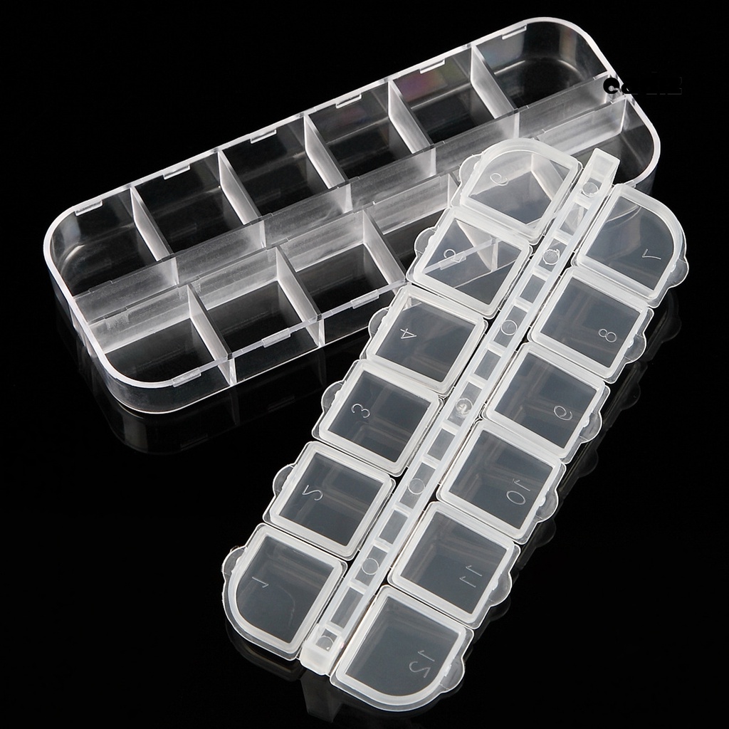 Set 5 Hộp Nhựa Rỗng 12 Ngăn Trong Suốt Đựng Trang Sức / Hạt Trang Trí Móng Nghệ Thuật
