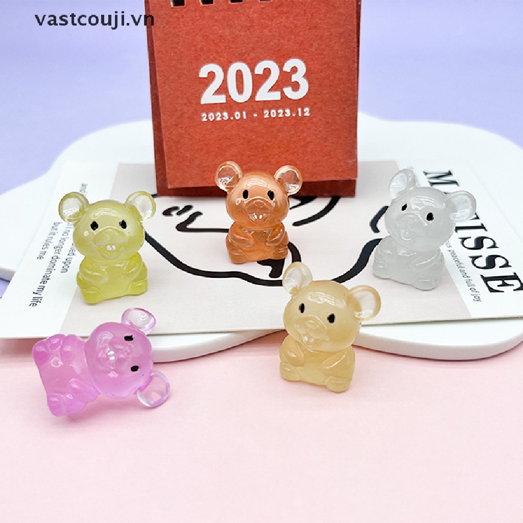 Bộ 2 Chú Chuột Phản Quang Mini Dễ Thương Dùng Trang Trí Tiểu Cảnh DIY