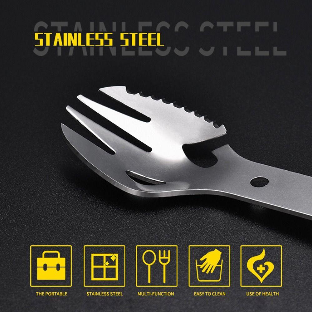 MUVAKO Bộ Muỗng Nĩa Bằng Thép Không Gỉ Thiết Kế Nhỏ Gọn Tiện Dụng Mang Theo Du Lịch Cắm Trại