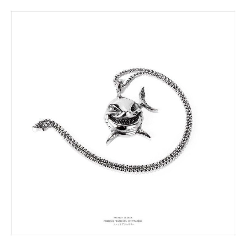 Vòng cổ Thép Titan Không Gỉ Mặt Cá Mập Phong Cách Hip Hop Thời Trang Cho Nam Và Nữ