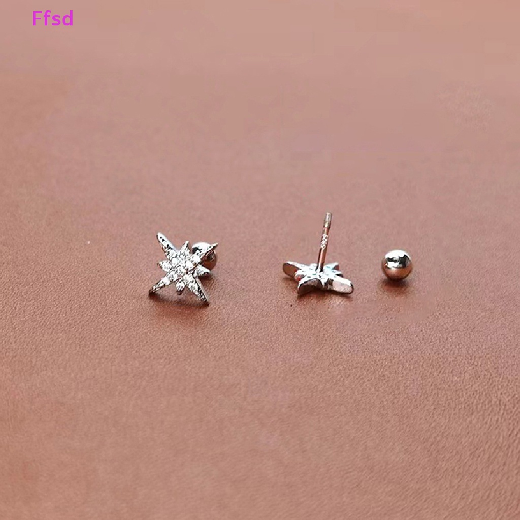 1 Đôi Khuyên Tai Đính Đá Zircon Hình Ngôi Sao Thời Trang Cho Nữ