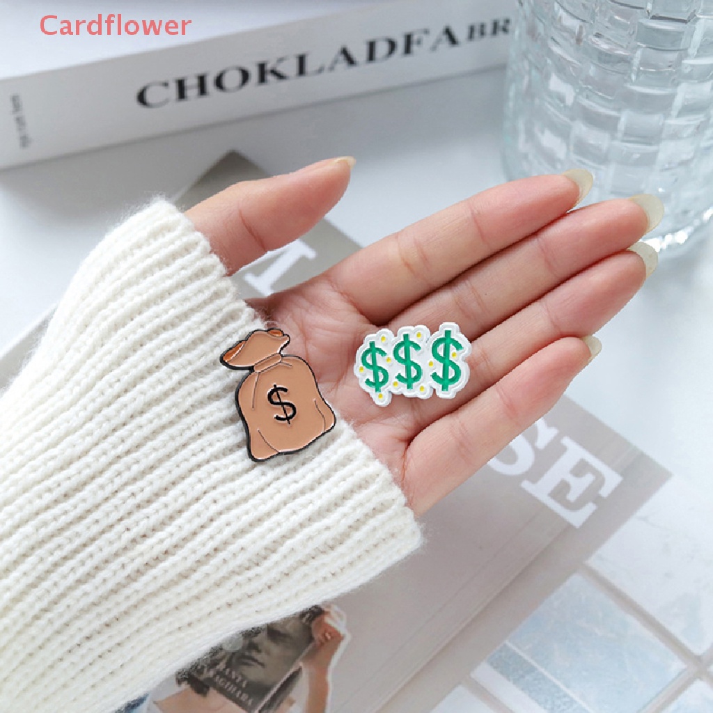 < Cardflower > Ghim Cài Áo Tráng Men Hình Túi Tiền Dosh Vây Đô La Cho Bạn Bè Mới