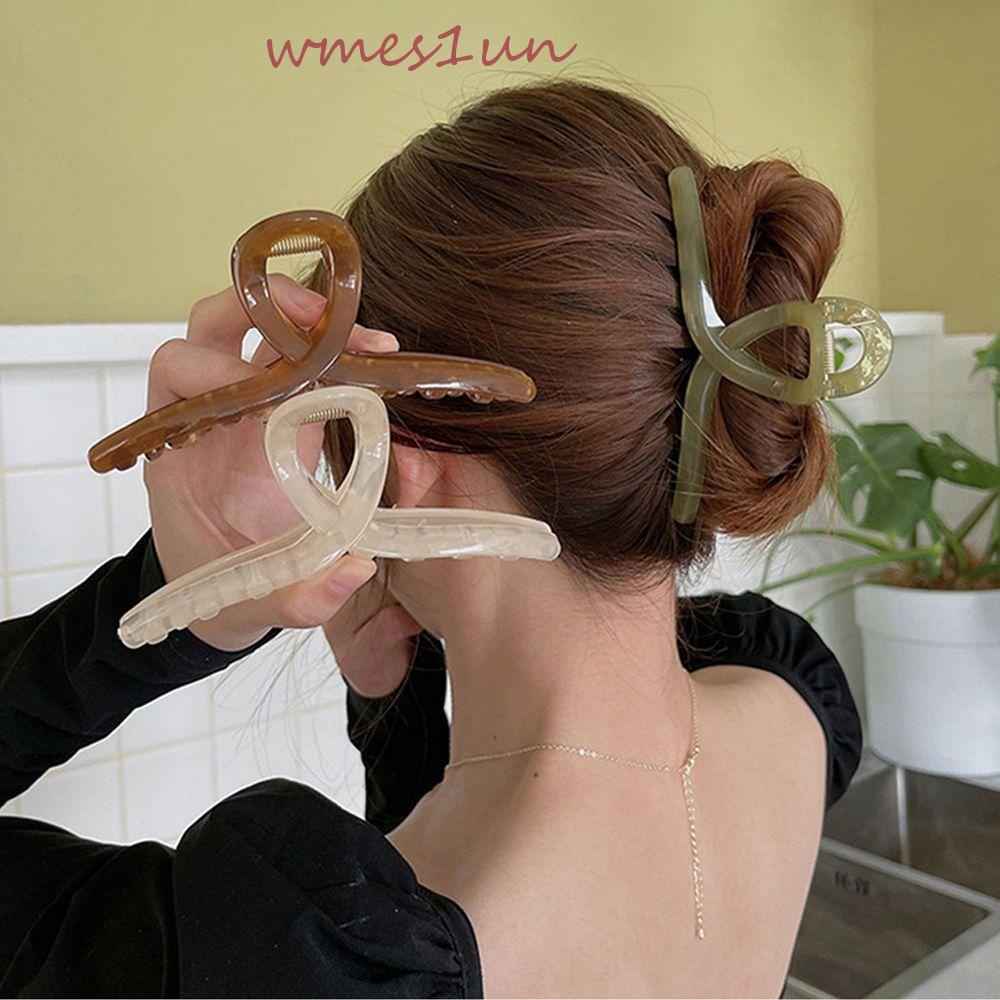 Kẹp Tóc Càng Cua Bằng Nhựa Màu Kẹo Trong Suốt 15H Cho Nữ Giá Đỡ