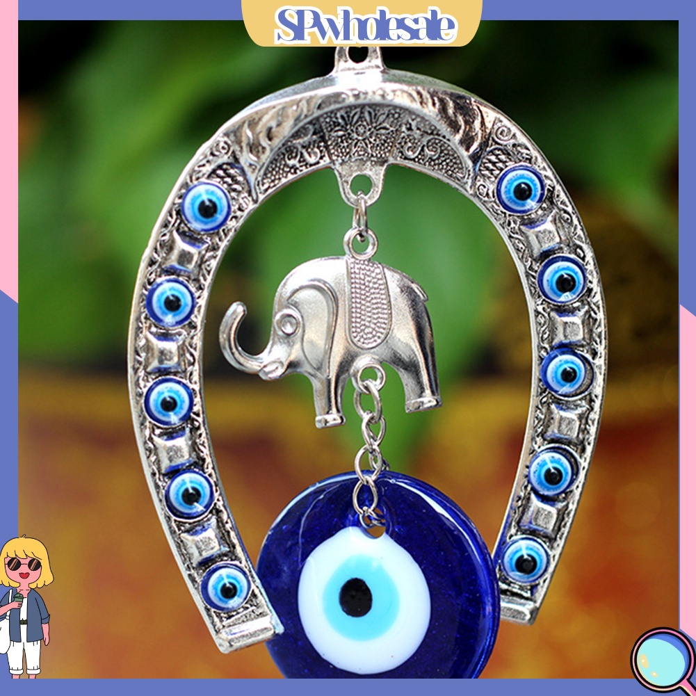 <SPwholesale> Mặt Dây Chuyền Hình Voi Mắt Xanh Thổ Nhĩ Kỳ Bảo Vệ May Mắn Cho Xe Hơi
