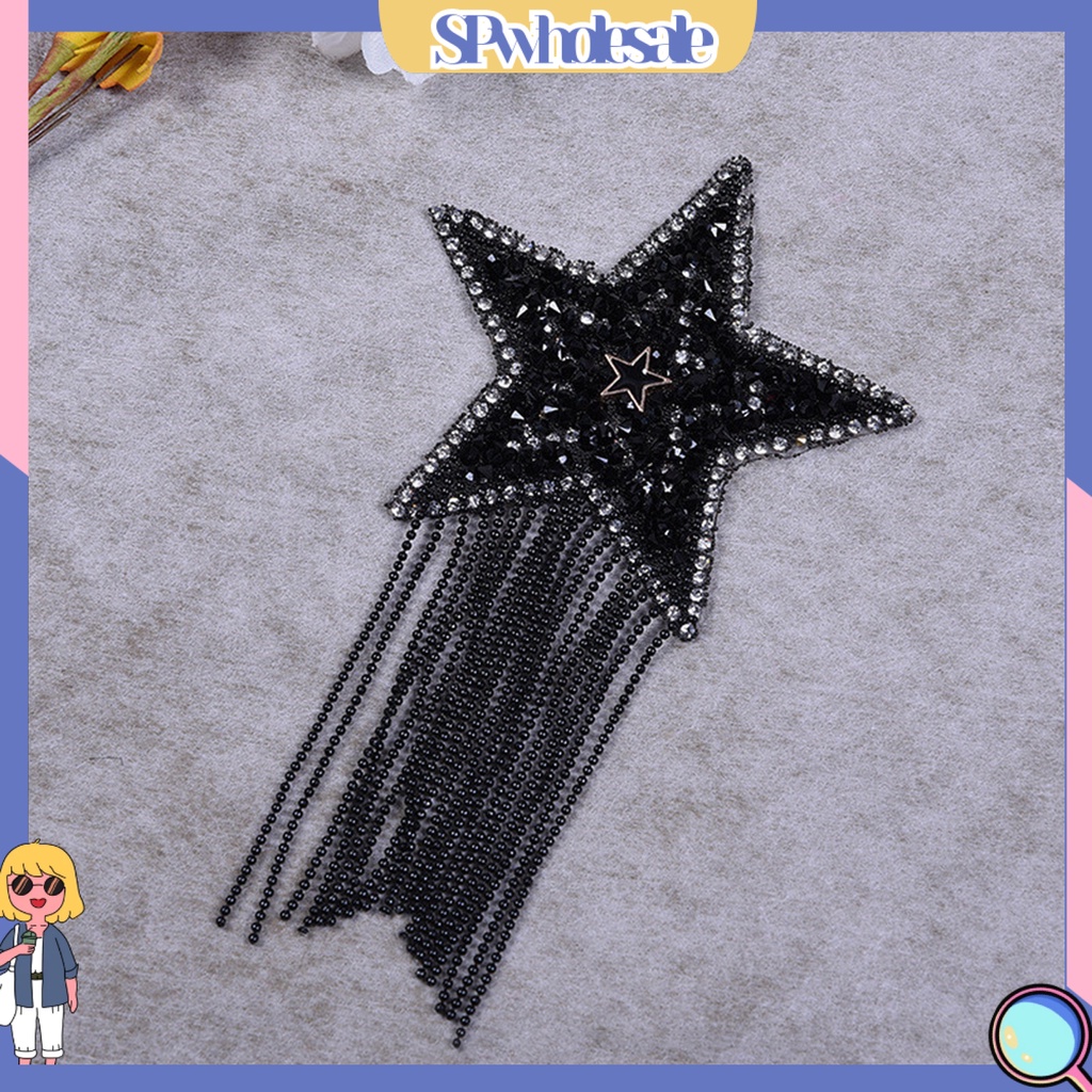&lt;SPwholesale&gt; Miếng Vá Quần Áo Đính Đá Đa Năng Dát Đá Thủ Công Hình Ngôi Sao Năm Cánh Lấp Lánh