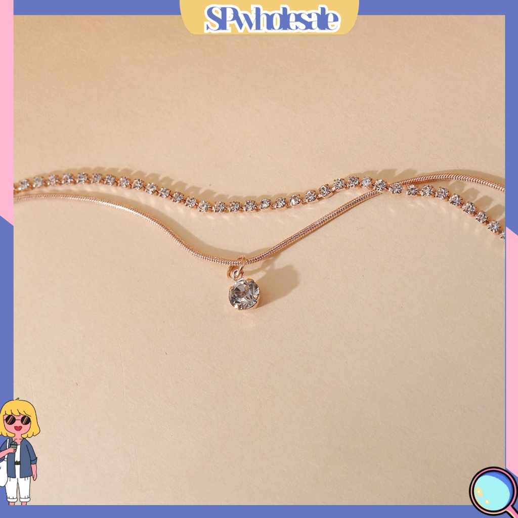 <SPwholesale> Lắc Chân Hợp Kim Hai Lớp Đính Đá Toàn Diện Thời Trang Đi Biển Cho Nữ