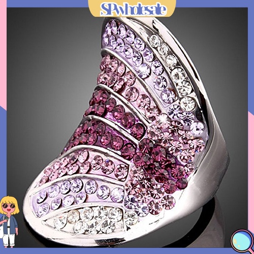 <SPwholesale> Nhẫn Mạ Bạc 925 Đính Đá Toàn Diện Phong Cách Hàn Quốc Cho Nữ