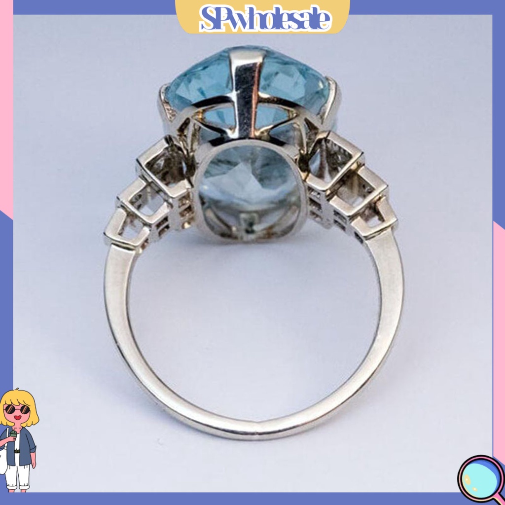 <SPwholesale> Nhẫn Đeo Ngón Tay Trong Suốt Trọng Lượng Nhẹ Hình Oval Màu Xanh Lam Mịn Màng Cho Ngày