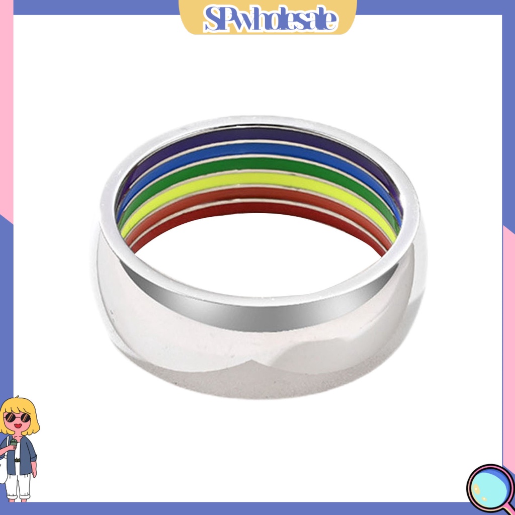 <SPwholesale> Nhẫn Đeo Ngoài Trời Hình Học Vòng Cung Màu Cầu Vồng Thời Trang Cho Đám Cưới