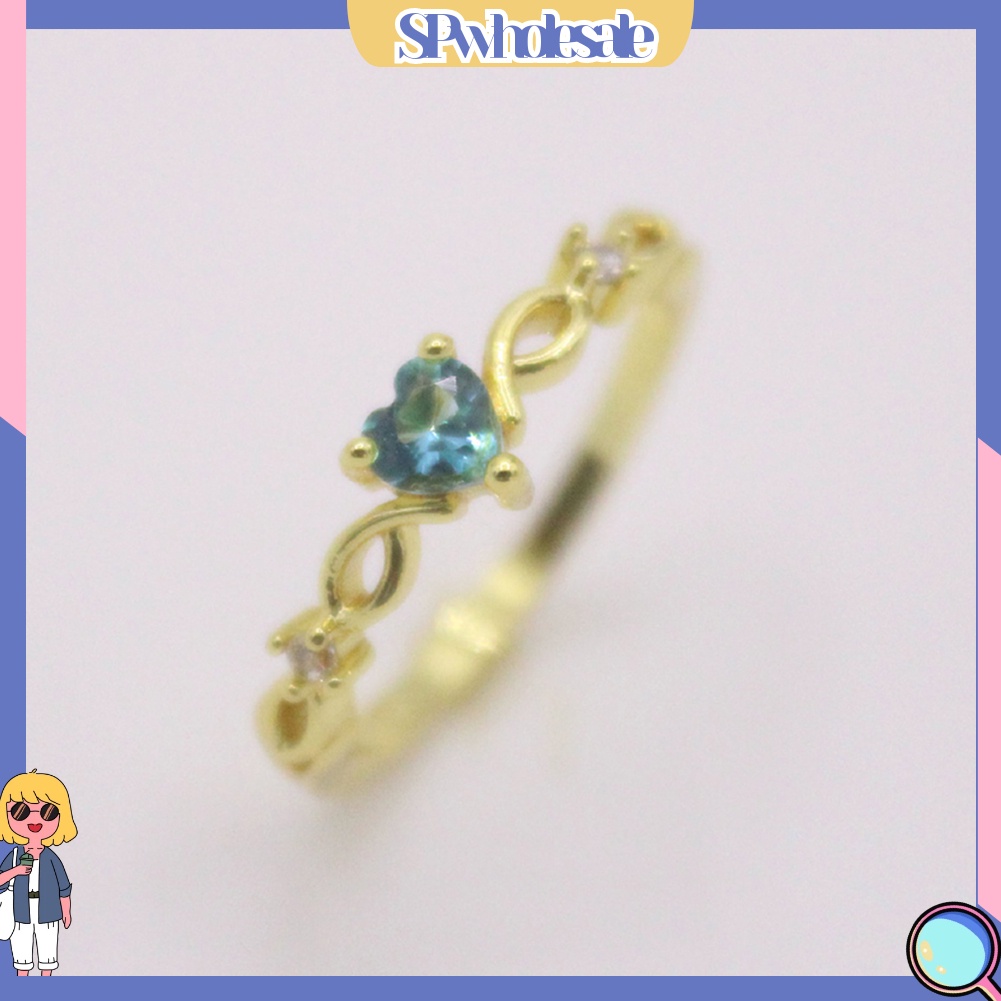 <SPwholesale> Nhẫn Đính Đá Zircon Hình Trái Tim Thời Trang Cho Nữ