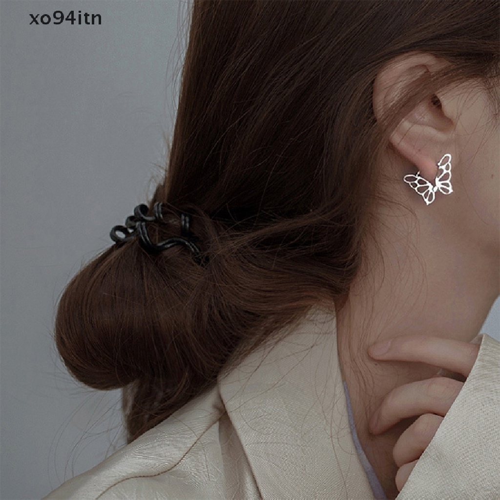 Bông Tai Dạng Vòng Cắt Hình Bướm Màu Sắc Ngọt Ngào Chất Lượng Cao Thời Trang Cho Nữ