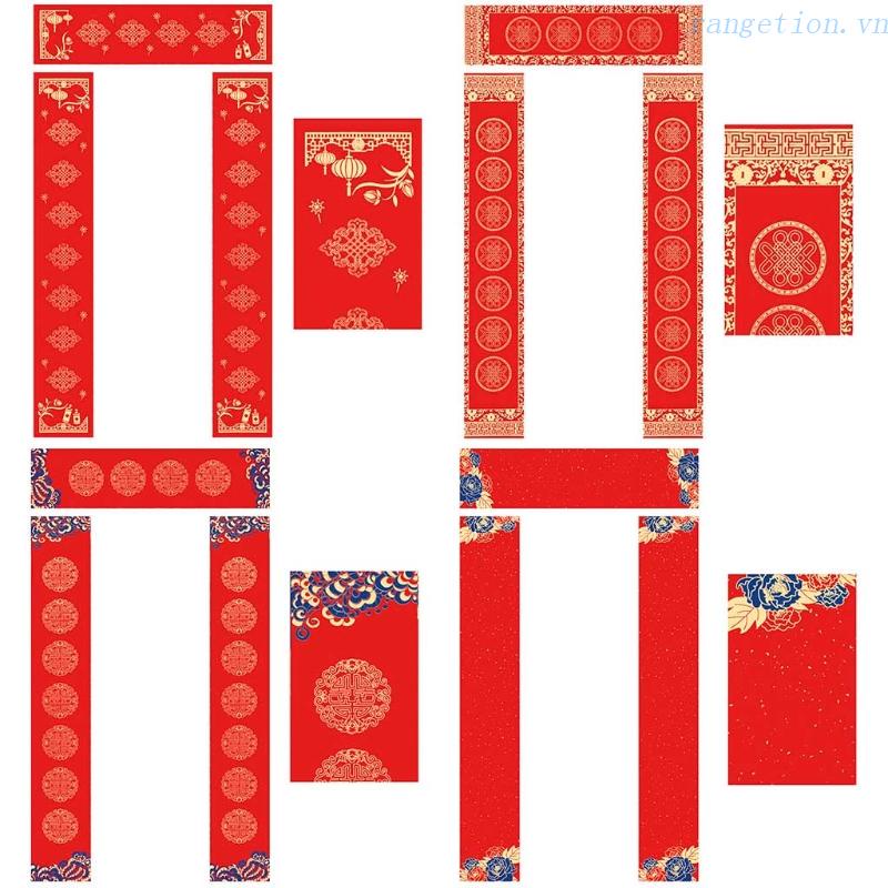 Bộ 5 Giấy Viết Thư Pháp Màu Đỏ Dùng Trang Trí Năm Mới
