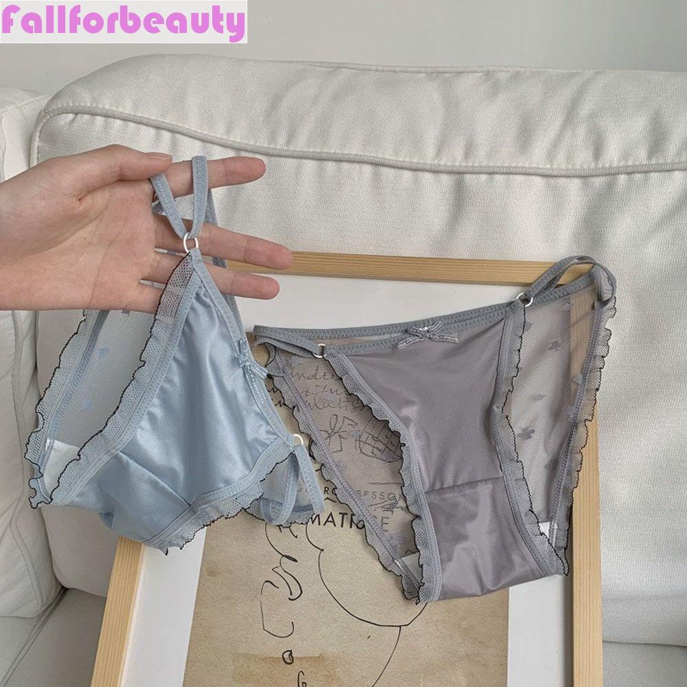 Quần Lót Vải Satin Phối Ren Lưng Thấp Đính Nơ Thời Trang Sang Trọng Cho Nữ