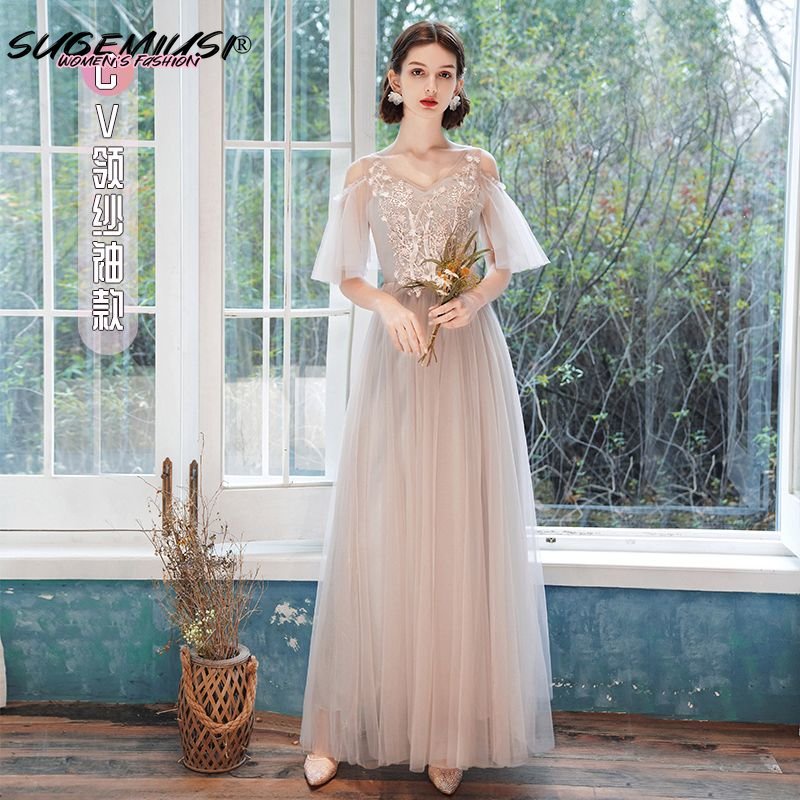 Đầm Phù Dâu Dáng Dài Thiết Kế Mới Xinh Xắn Thời Trang Dành Cho Mùa Hè