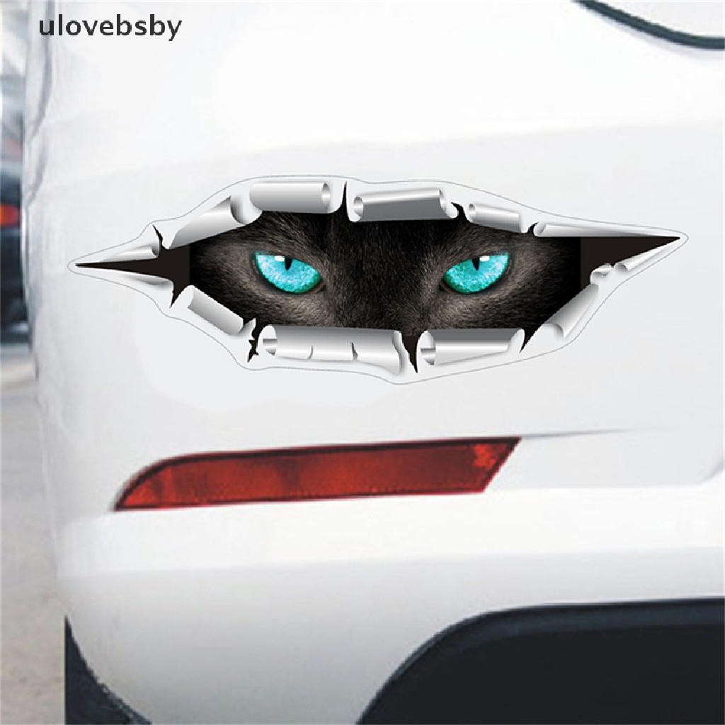 Sticker 3D Chống Thấm Nước Hình Đôi Mắt Mèo Ngộ Nghĩnh Trang Trí Xe Hơi