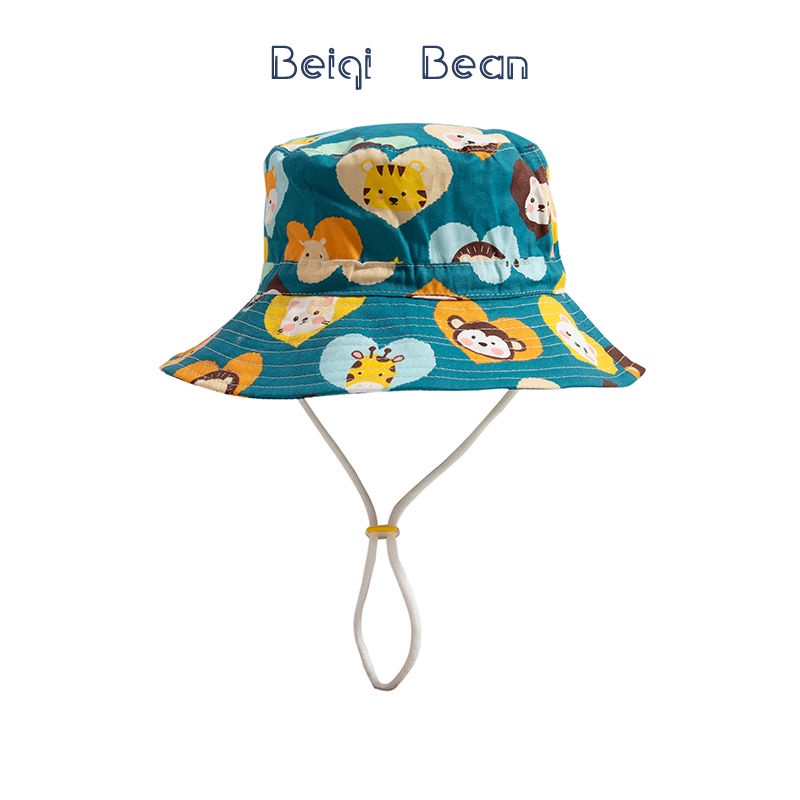 Mũ Bucket Chất Liệu Cotton Chống Tia UV In Họa Tiết Hoạt Hình Dễ Thương Thời Trang Mùa Hè Cho Bé Trai Và Gái