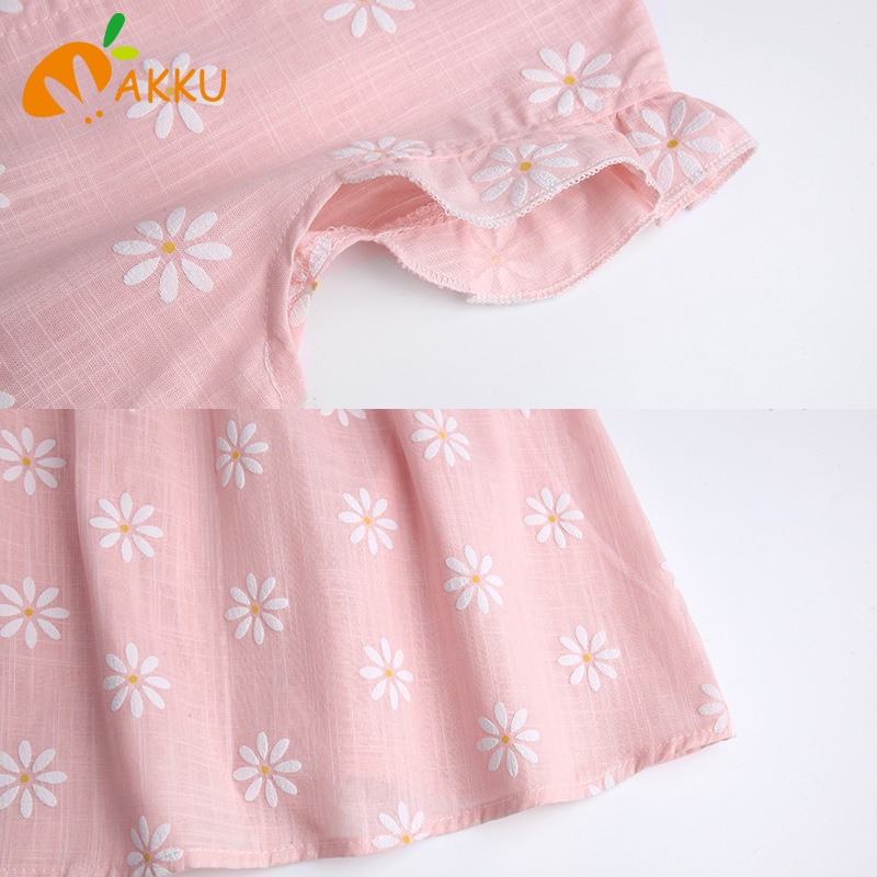 Đầm cotton In Hoa Thời Trang Mùa Hè Hàn Quốc Cho Bé Gái AKKU