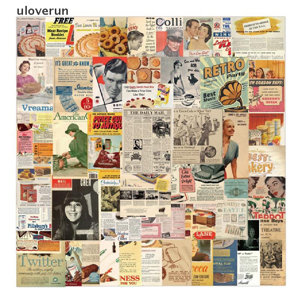 Set 50 Tấm Áp Phích Dán Trang Trí Mũ Bảo Hiểm / Guitar / Guitar Họa Tiết Graffiti Kiểu Âu Mỹ