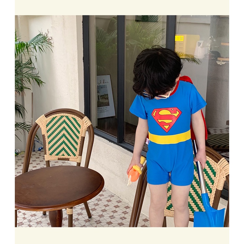 Bộ Đồ Bơi Một Mảnh Mau Khô Chống Nắng Họa Tiết Siêu Nhân Thời Trang Mùa Xuân Cho Bé Trai