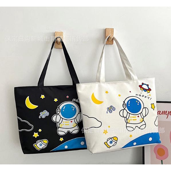 Túi vải canvas tote bag có khóa kéo và ngăn trong túi xách vải đi học đeo vai totebag giá rẻ Totte.store T05