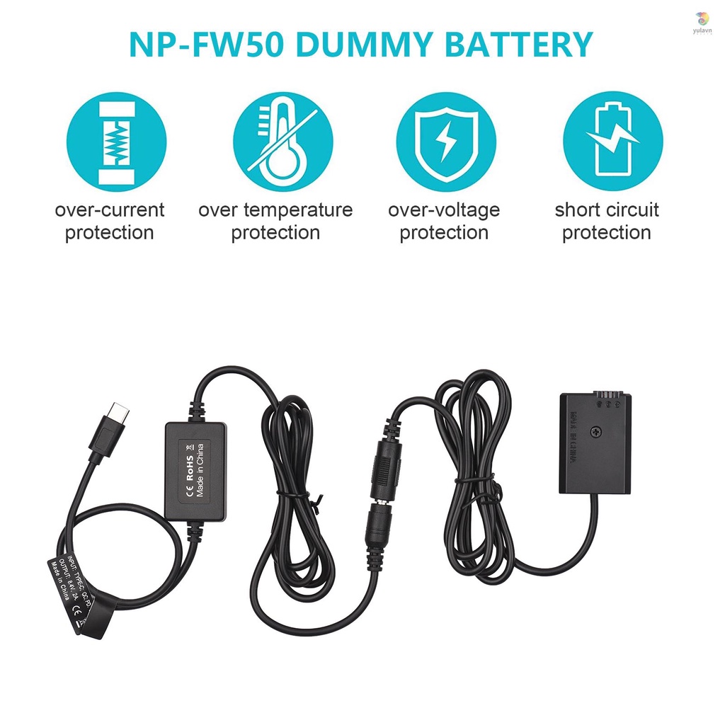 Dây Cáp PD USB Type-C NP-FW50 A7S2 A7S A7 II RII A7M2 A6000 A6300 A6500 A7000