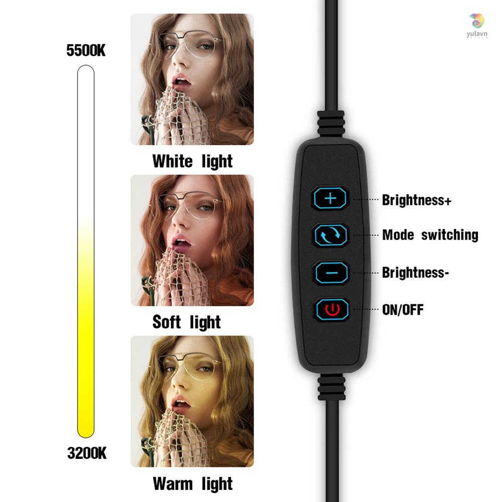 Vòng Đèn LED 26cm / 10inch 3 Màu 10 Cấp Độ 3200-5600K Có Giá Đỡ Điện Thoại / Máy Tính Bảng Đa Ứng Dụng