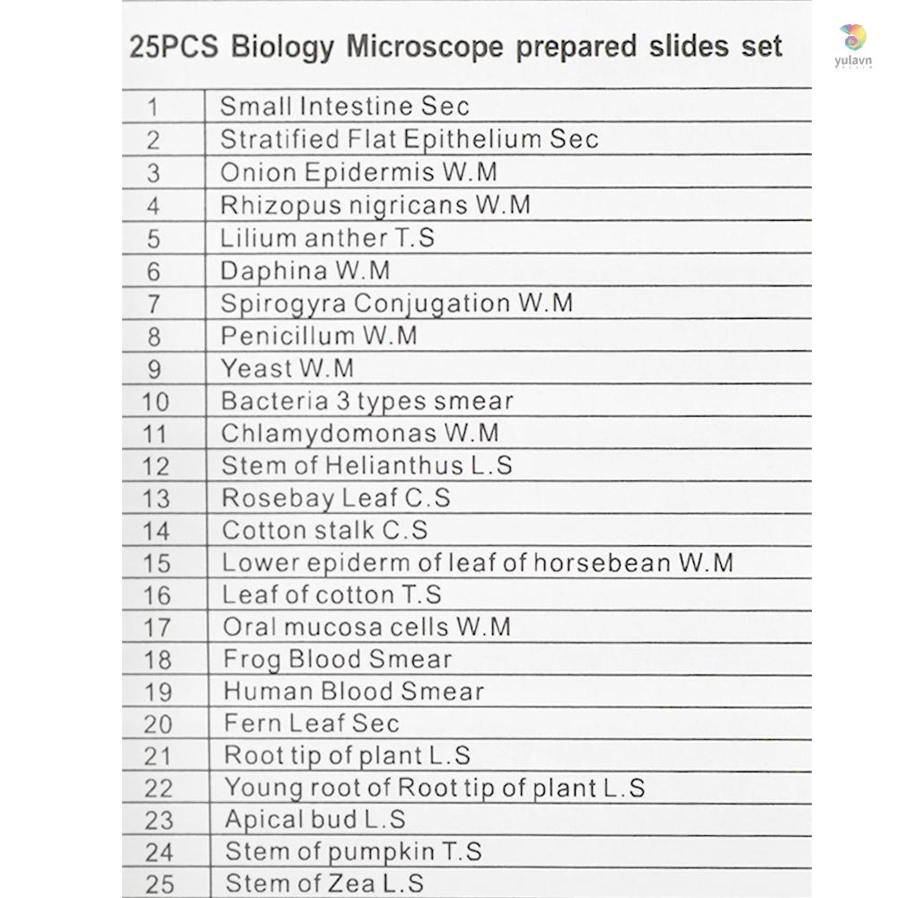Bộ 25 Mẫu Kính Hiển Vi Động Vật / Cây Trồng Cơ Bản Chuẩn Bị Côn Trùng Nhỏ Gọn Bảo Vệ Chống Trượt
