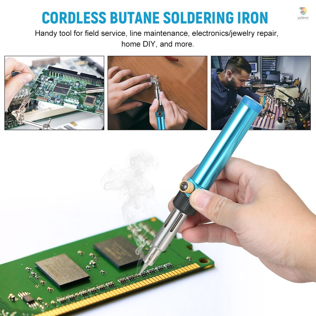 Mỏ Hàn Sắt Khí Butan Điều Chỉnh Được 2370°F Lò Xo Nhiệt Độ Cao Chuyên Dụng Cho Đốt Gỗ Điện Tử