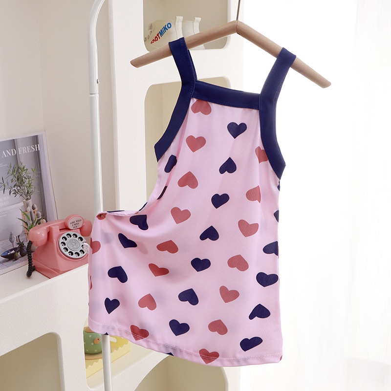 Đầm Công Chúa Hai Dây Bằng Lụa Lạnh In Hoa Thời Trang Mùa Hè Dành Cho Bé Gái 80-150CM