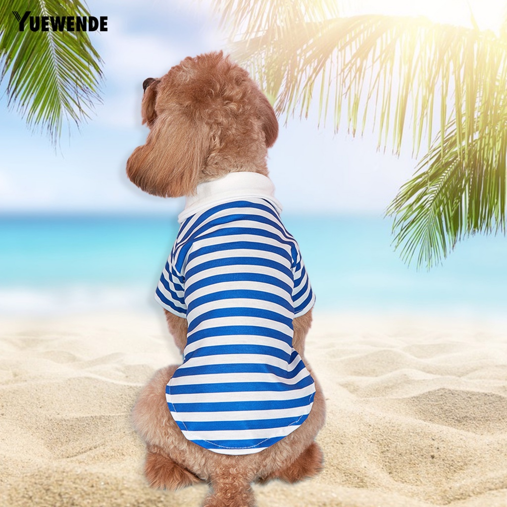 Yue.z Áo Sơ Mi Cổ Thủy Thủ Kẻ Sọc Thoáng Khí Thời Trang Mùa Hè Cho Thú Cưng