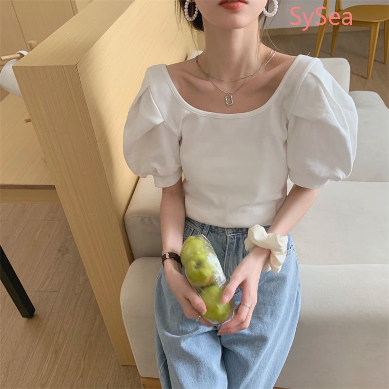 Áo Kiểu Tay Phồng Hở Lưng Thắt Nơ Phong Cách Pháp Cho Nữ