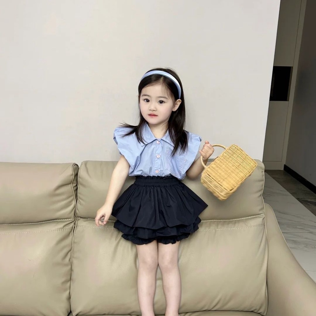 Áo Sơ Mi Tay Ngắn Thời Trang Mùa Hè 2023 Cho Bé Gái