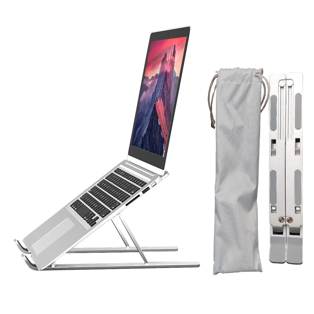 Giá Đỡ Laptop Bằng Hợp Kim Nhôm 6 Cấp Độ Chiều Cao 15.6 Inch Có Thể Gập Lại Tiện Dụng