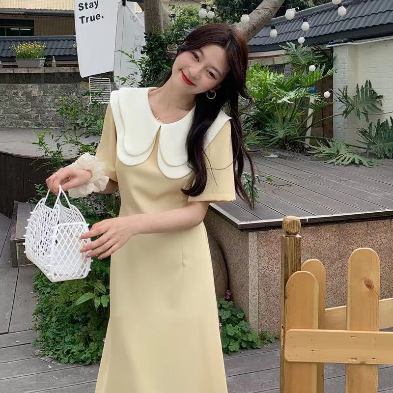 Đầm Cổ Lá Sen Dáng Ôm Chiết Eo Kiểu Pháp Thời Trang Mùa Hè Sang Trọng Cho Nữ