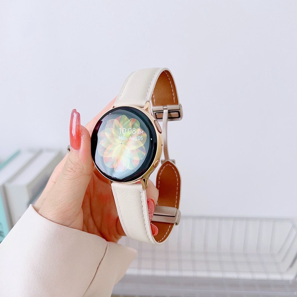 Dây Đeo Bằng Da Có Khóa Nam Châm Cho Đồng Hồ Thông Minh Samsung Galaxy Watch 4 / 5 40mm 44mm 5 Pro 45mm 4 Classic 42mm 46mm