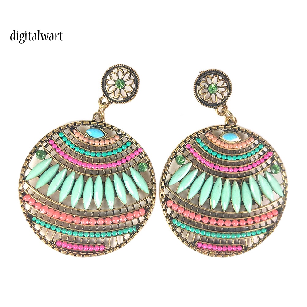 Kỹ Thuật Số| Bông Tai HợP Kim DạNg TròN ĐíNh HạT Phong CáCh Bohemia