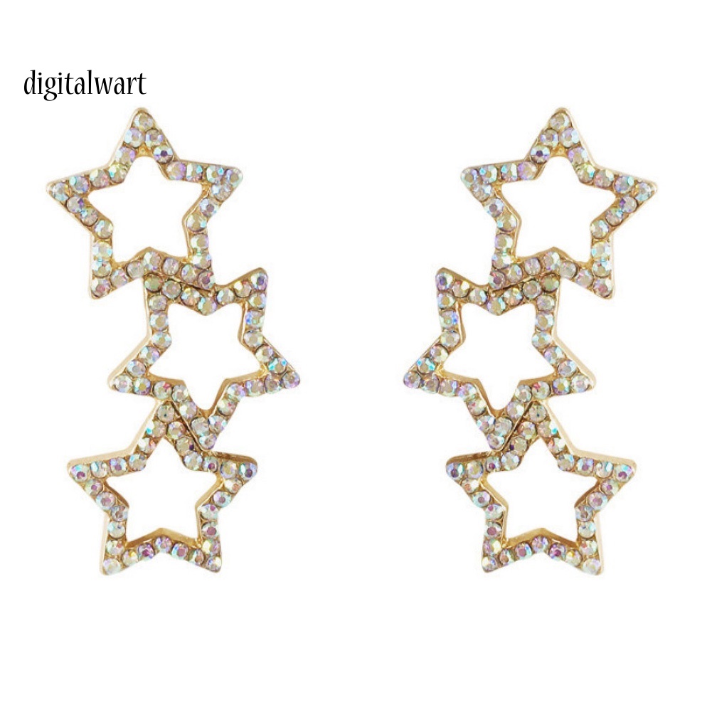 Kỹ Thuật Số| Bông Tai Ngôi Sao Đính Đá Nhiều Màu Sắc Thời Trang