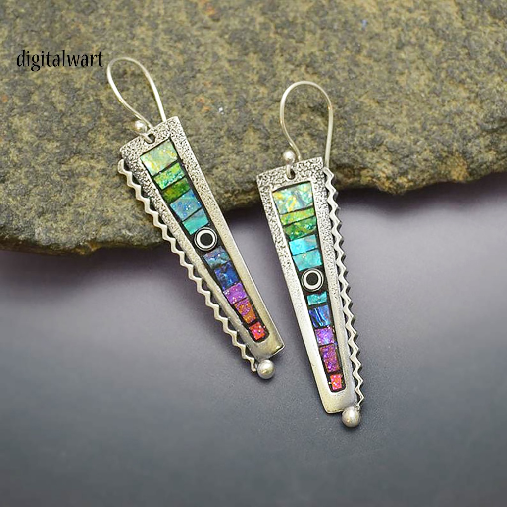 Kỹ Thuật Số| Bông Tai Hình Zigzag Màu Cầu Vồng Phong Cách Dành Cho Nữ