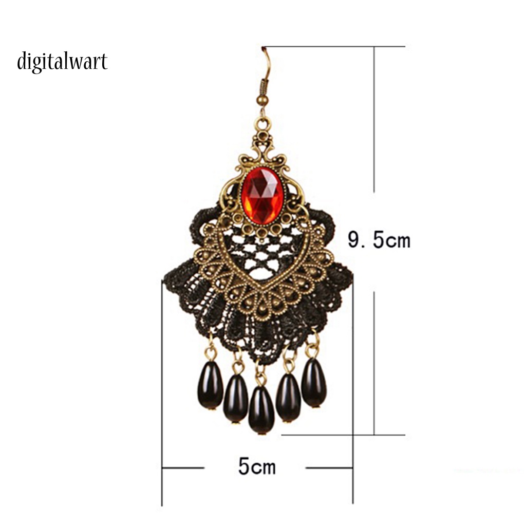 Kỹ Thuật Số| 1 Đôi Bông Tai Ren Rỗng Đính Đá Tua Rua Phong Cách Halloween