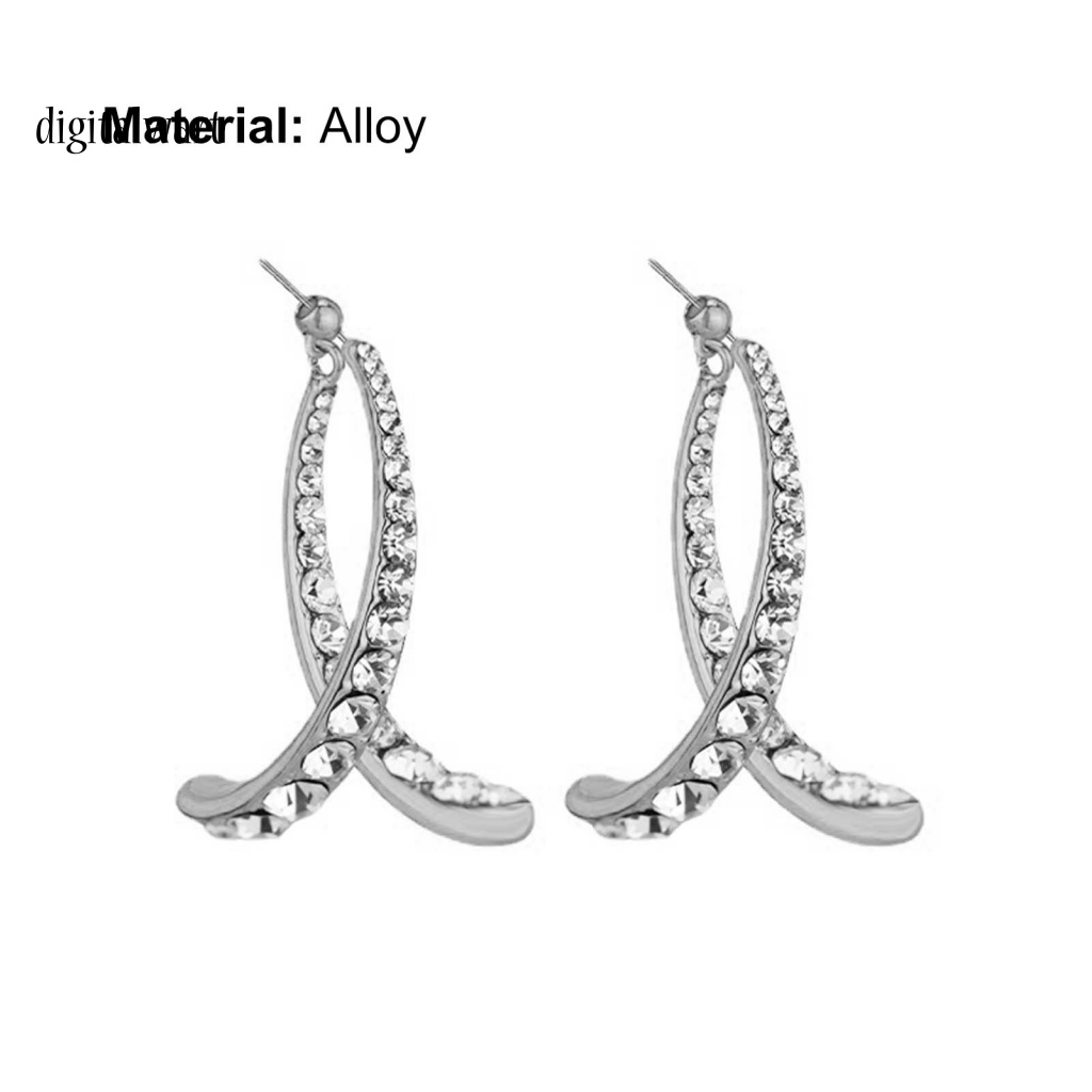 Kỹ Thuật Số| 1 Đôi Bông Tai Hợp Kim Dáng Dài Đính Đá Tinh Xảo Cho Nữ