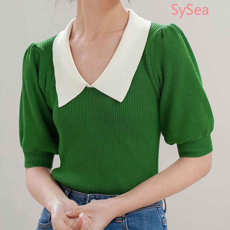 Áo Sơ Mi Tay Phồng Cổ Bẻ Thời Trang Mùa Hè Phong Cách Retro Cho Nữ