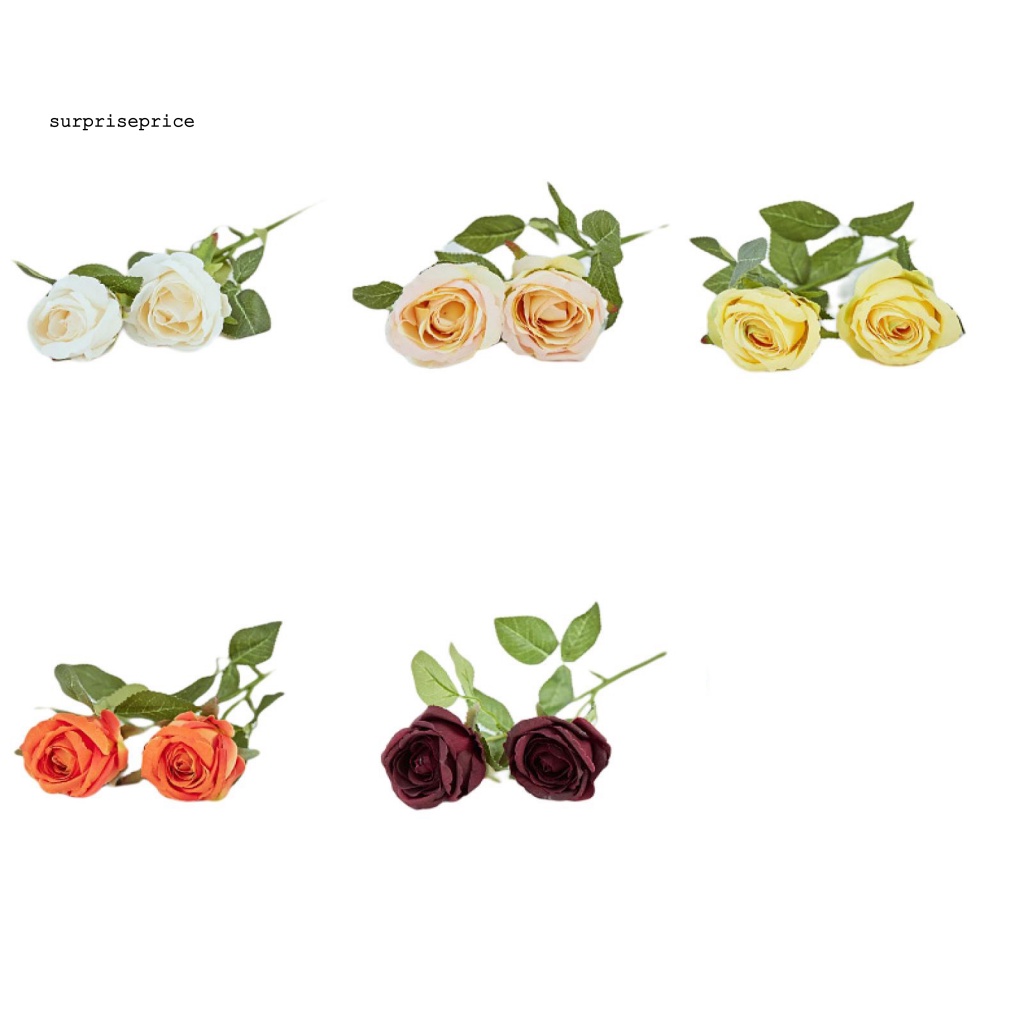Bó Hoa Hồng Nhân Tạo 2 Đầu Không Phai Màu Trang Trí Nhà Cửa / SPA