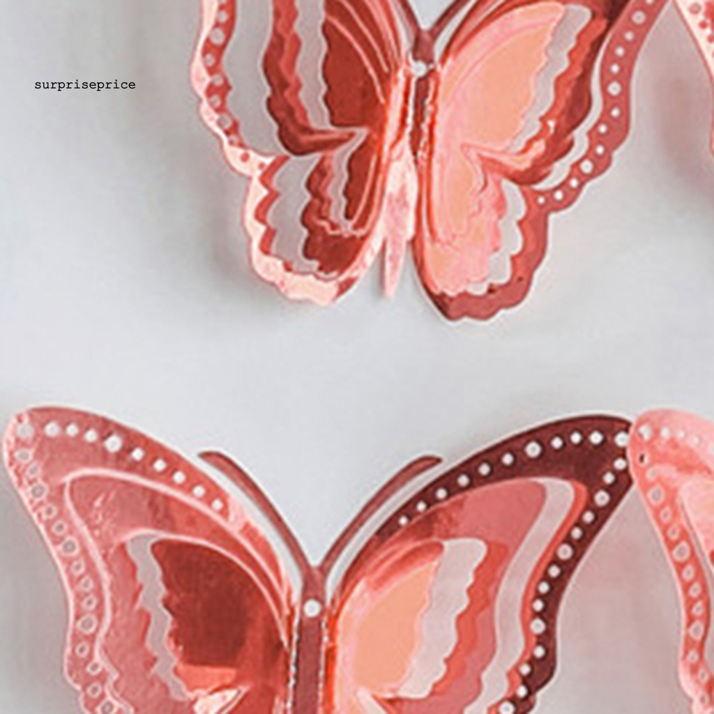 Set 12 Sticker Dán Tường Họa Tiết Bướm 3D Trong Suốt Trang Trí Nhà Ở