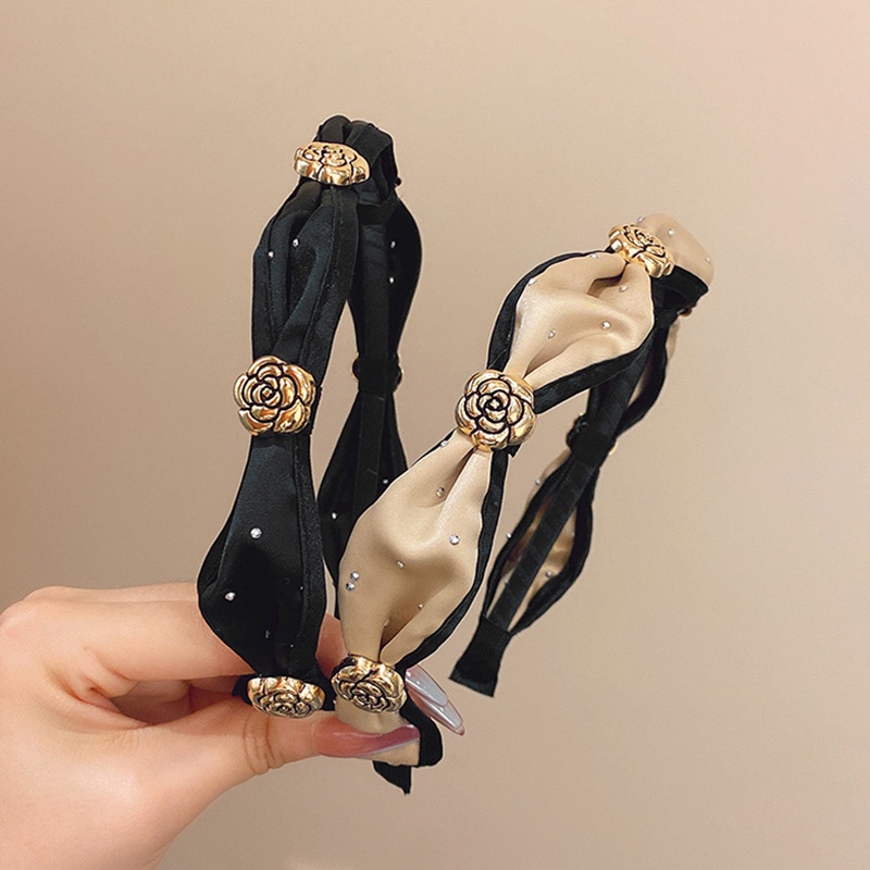 Băng Đô Cài Tóc Ngắn Đính Hoa Trà Phong Cách Thời Trang Mới