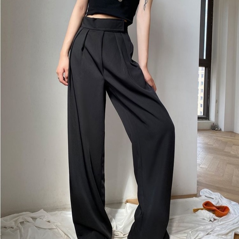 Quần Dài Lưng Cao Ống Rộng Phong Cách Retro Thời Trang Cho Nữ