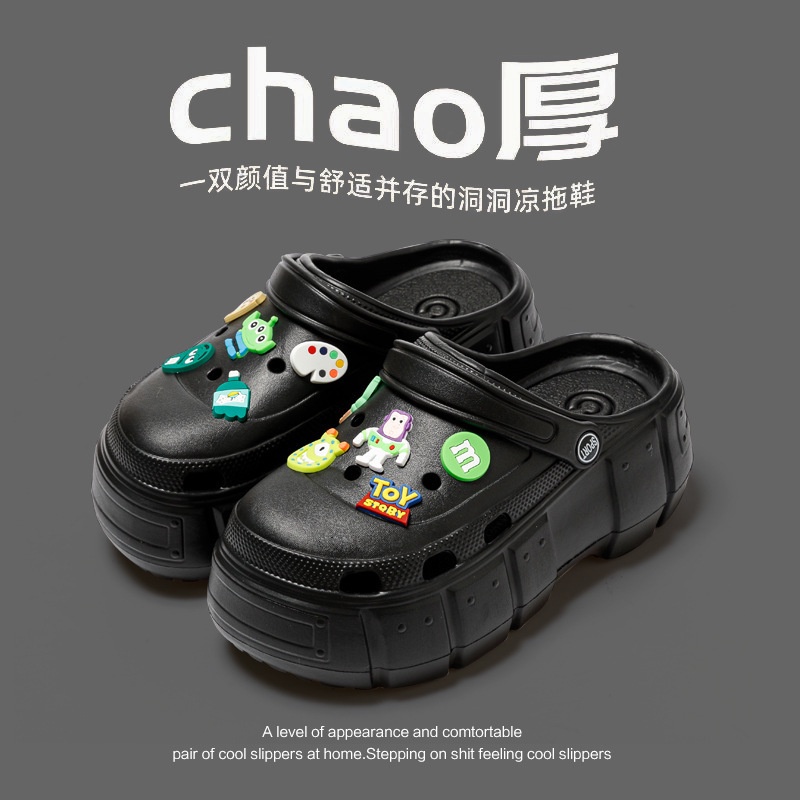 Dép cross bánh mì nữ sandal 7cm Đáy dày chống trượt chống nước Phim hoạt hình dễ thương