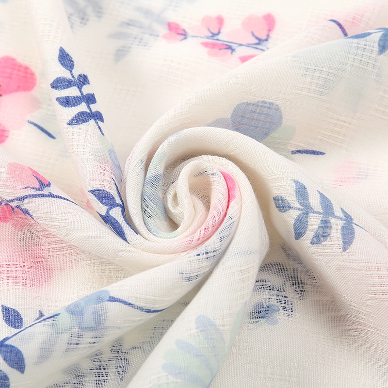 Khăn Choàng Cổ Chống Nắng 180-90cm In Họa Tiết Hoa Phối Tua Rua Thoáng Khí Xinh Xắn Cho Nữ