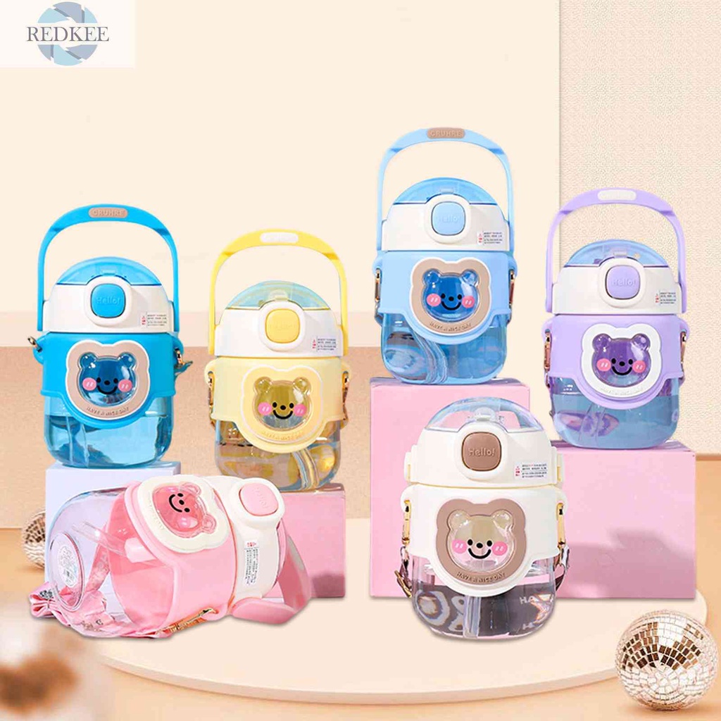 Bình Nước Thể Thao 820ml Họa Tiết Gấu Hoạt Hình Màu Sắc Ngẫu Nhiên